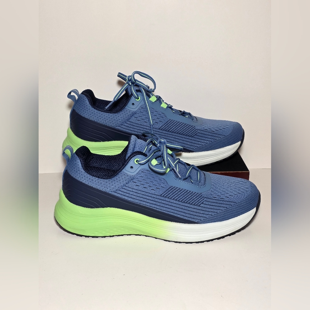 Orthofeet Size 11W Coral Stretch Knit Women’s Athletic Shoes 87005 - Blue/Lime
